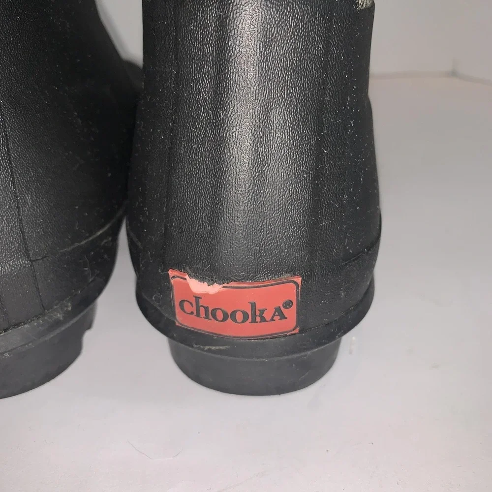 Chooka Rain Boots Womens 10 Black Herringbone Mid Rubber Waterproof EU 40.5